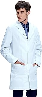 Dr. James Lab Coat Men, 100% Cotton, Semi-Tailored Fit, Smartphone and Tablet Pockets, White (Large)