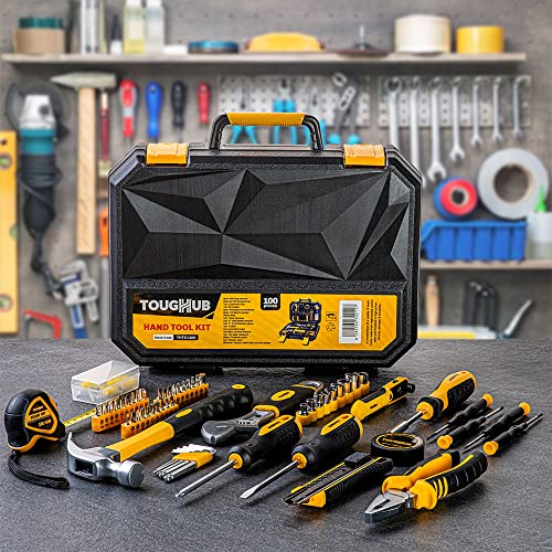 ToughHub 134-Piece Tool Kit, Home & Car DIY Hand Tools Set including Hammer, Hex Keys, Screwdrivers, Sockets, Measuring Tape - Image 2