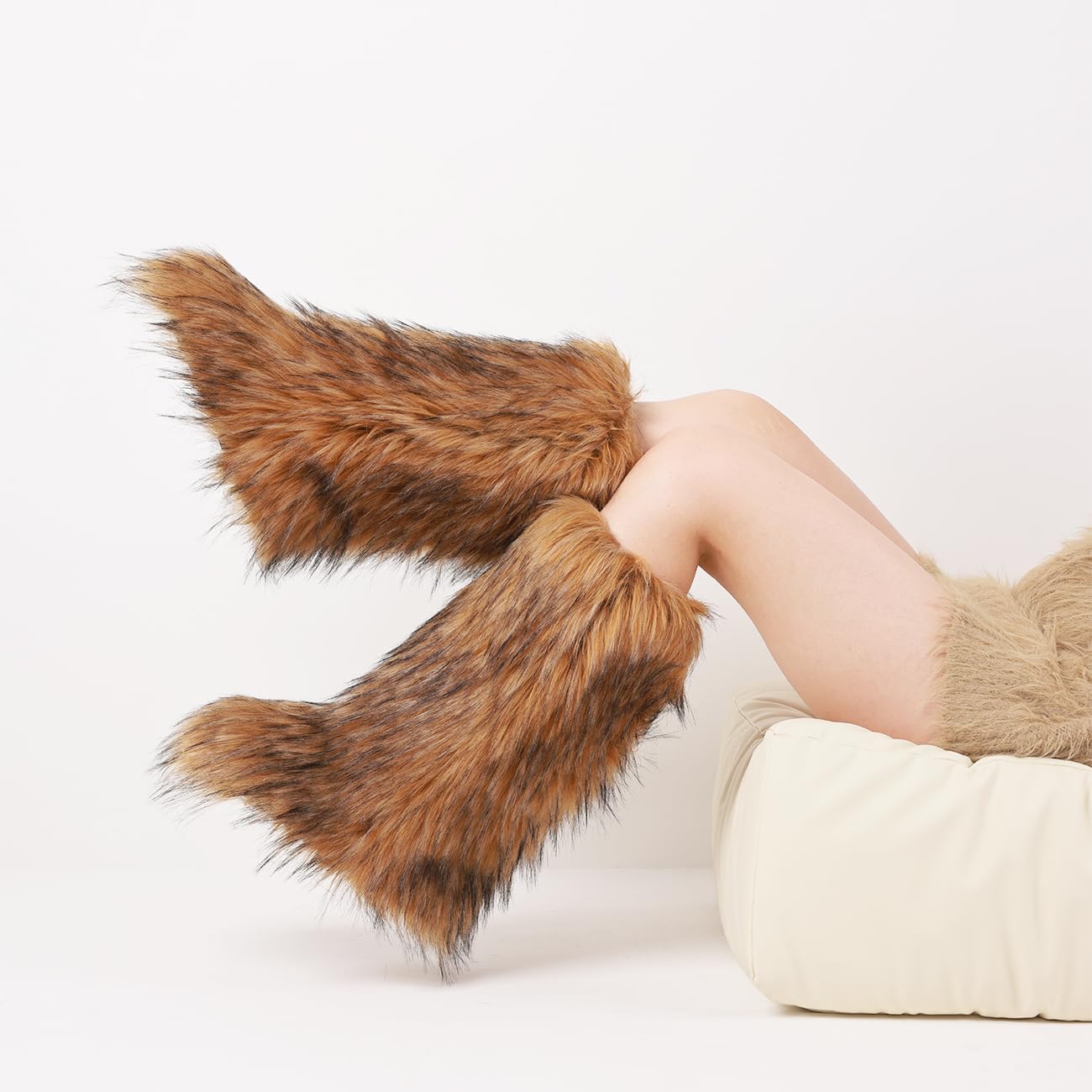 CELNEPHO Fur Boot for Women Comfortable Fuzzy Knee High Boots Round Toe Warm Snow Boots Fashion Winter Boots Y2K - Image 2