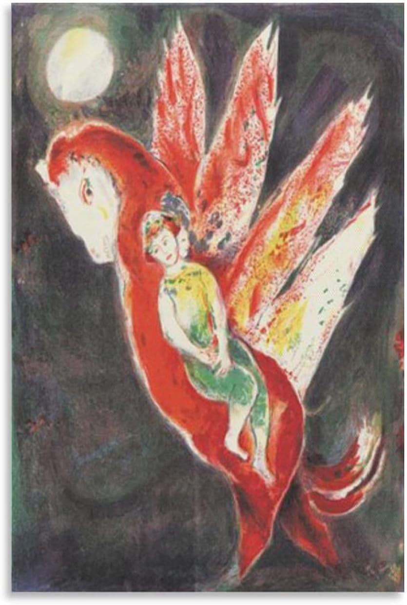 Orjdjz Wxkbl Marc Chagall Prints《the Old Woman》Canvas Wall Art Abstract Picture Marc Chagall Poster Retro Painting for Home Wall Decor 40x60cmx1 Frameless