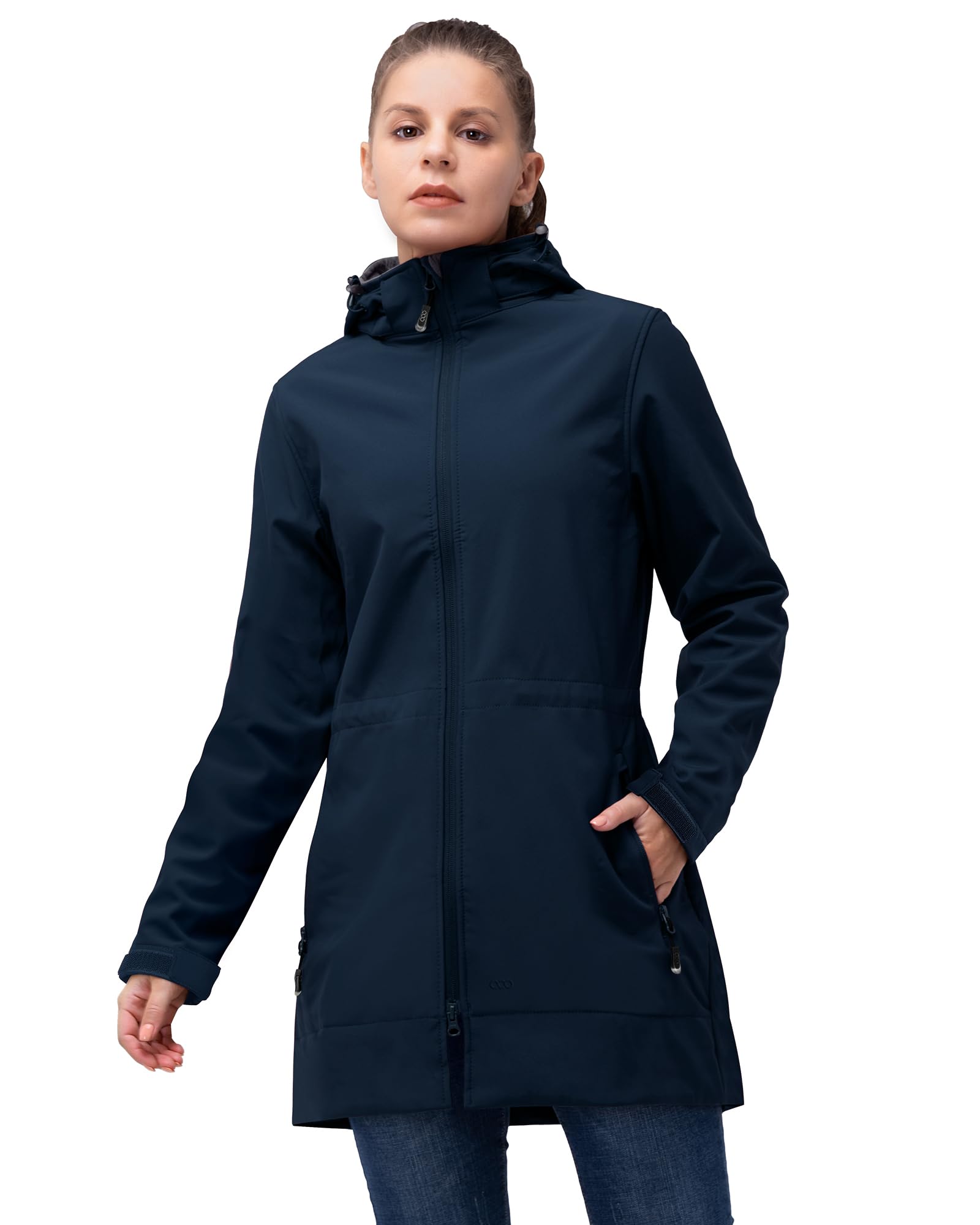 33,000ft Giacca softshell leggera da donna con cappuccio, impermeabile, funzionale, foderata in pile, traspirante, per ciclismo, escursionismo, attività all'aperto