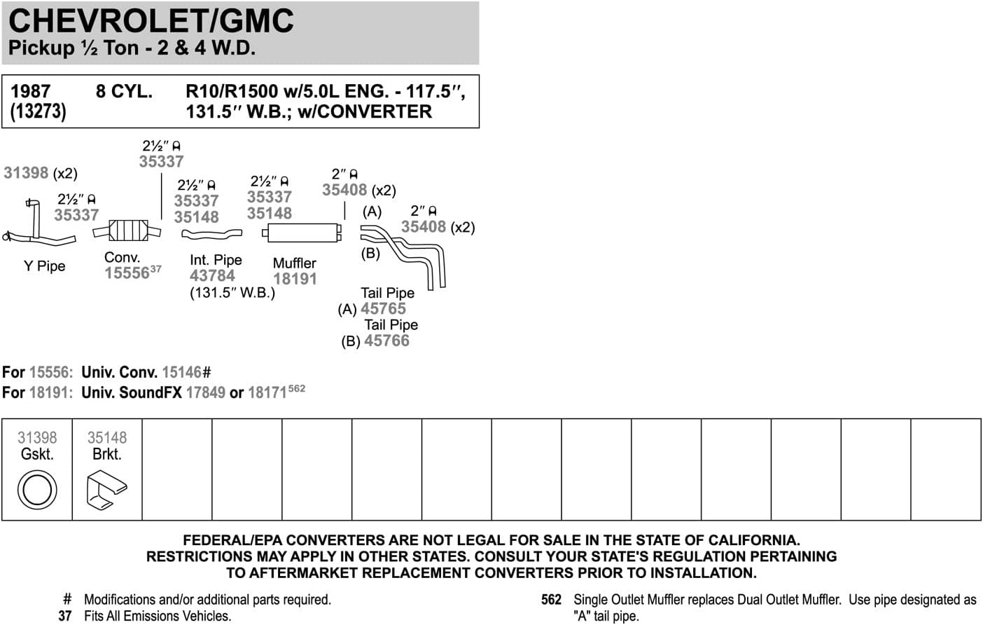 Compatibility Diagram for 1987 Chevrolet R10/R1500