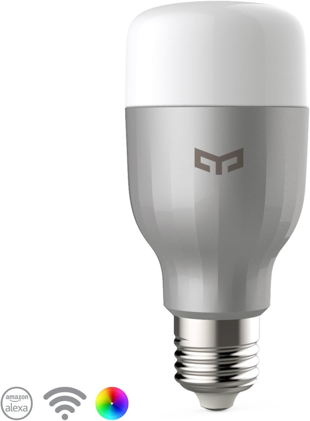 YEELIGHT - White & Colour Ambience Lightning - Smart Wireless (WiFi) RGB E27 Led Bulb - 9W 600 Lumens - Lightbulb is Compatible with Amazon Alexa and Google Home and IFTTT - iOS and Android App