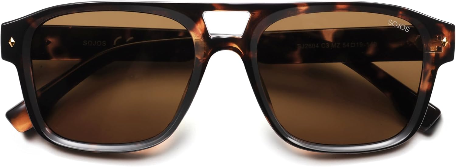 SOJOS Retro Square Polarized Aviator Sunglasses Womens Mens, Trendy Aviators Shades SJ2604 - Image 2