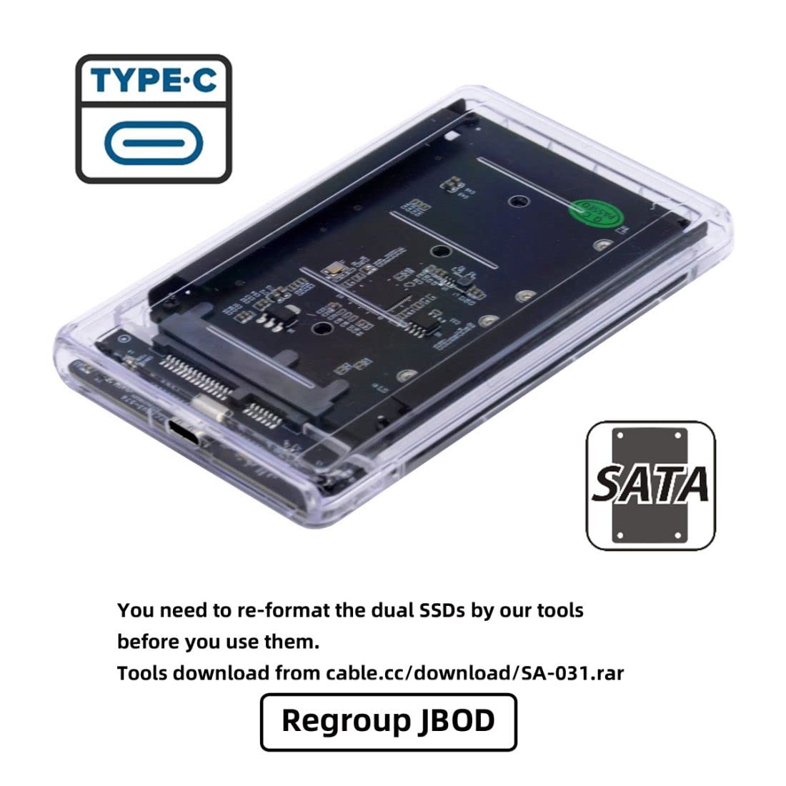 Adapter MSATA USB C Dual JOBD Raid0 - Dettaglio