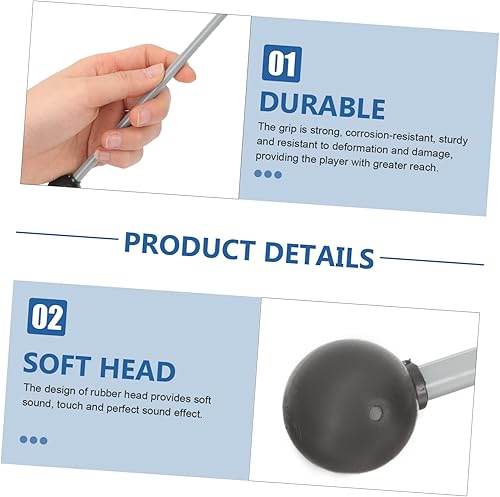 Miniatura 2 de 2pcs doble Marimba Mallet teclado de goma negro ambos extremos