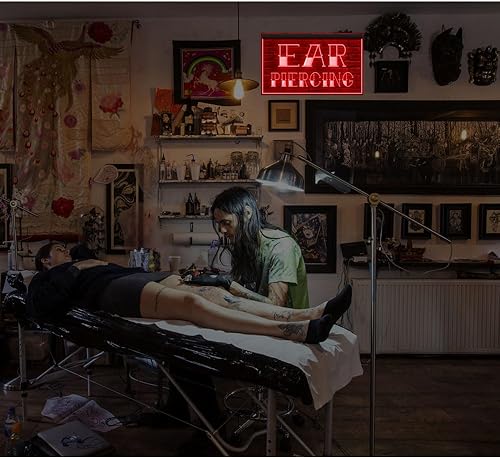 Miniatura 2 de 100013 - Letrero de neón con luz LED abierta para estudio de tatuajes (12 x 8 pulgadas, rojo)