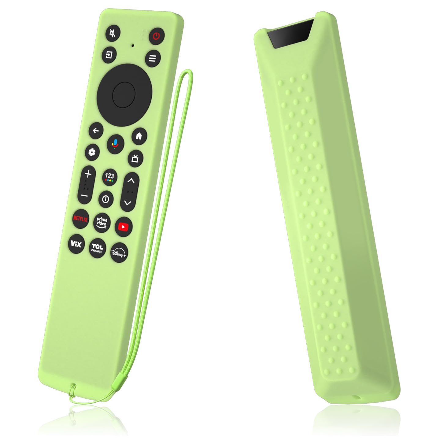 AKSHFETH Silicone Cover for TCL RC813A Remote 2025 QM6K Series Remote Silicone Protective Skin Case Anti-Slip Cover with Lanyard(Luminous Green)
