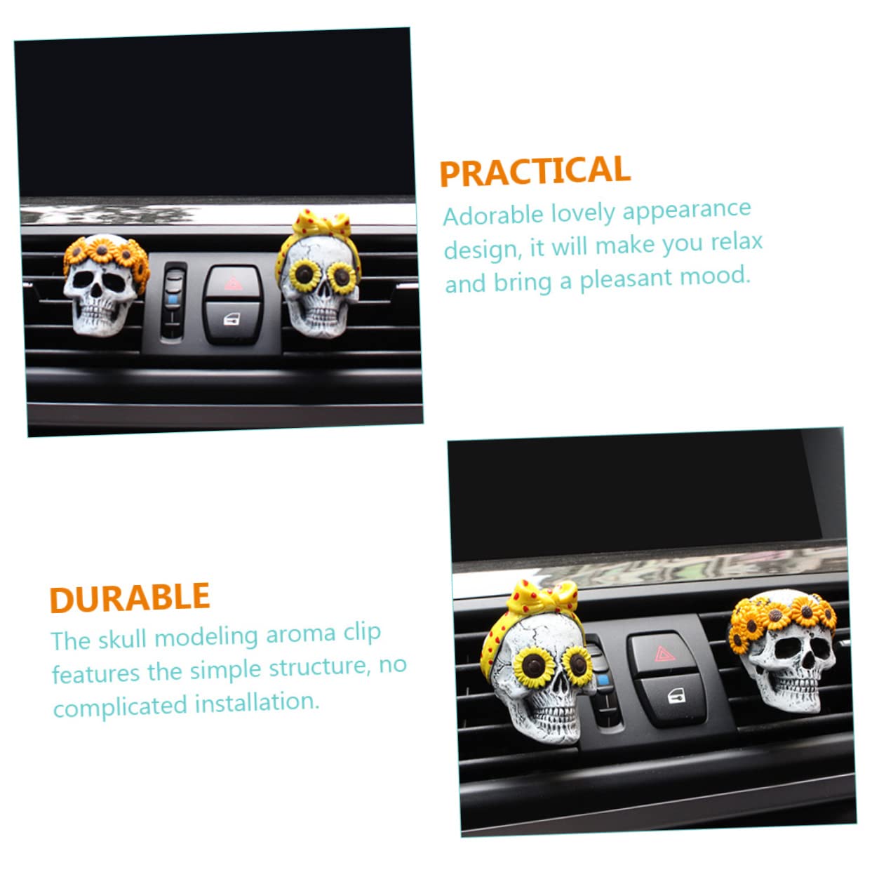 iplusmile 8stücke Kreativer Schädel Auto Aromatherapie Duftdiffusor Dekorativer Parfümclip Für Auto Innenraum Duftventilationsclip Mit Austauschbaren Duftpads