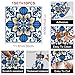 HOMETITUTE 10PCS 12x12 Inch Mediterranean Blue Floral Peel and Stick Floor Tiles Removable Self Adhesive Vinyl Flooring Stickers for Kitchen Bathroom Entryway Home Decor