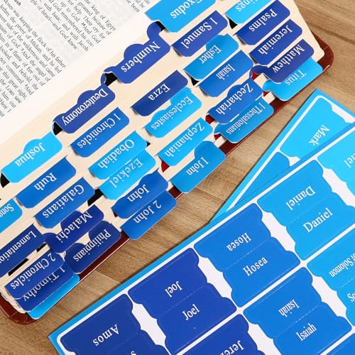 90 Pieces Bible Dividers Tabs, Blue Large Print Bible Bookmarks