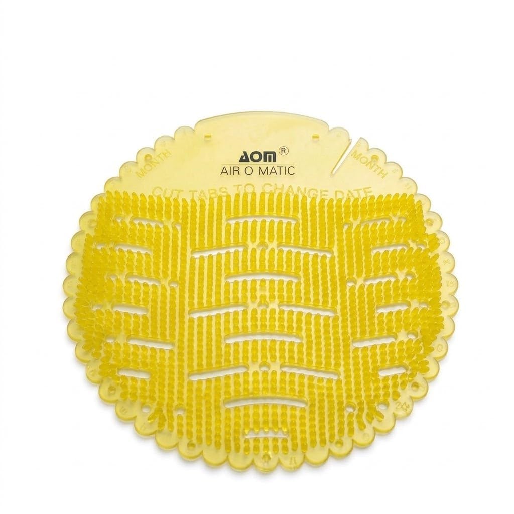 AIR O MATIC Urinal Screen Mat Lemon (Yellow, Medium) -20 Pieces Urinal Screen Mat for Men’s Restroom, Lemon Scented-image-25