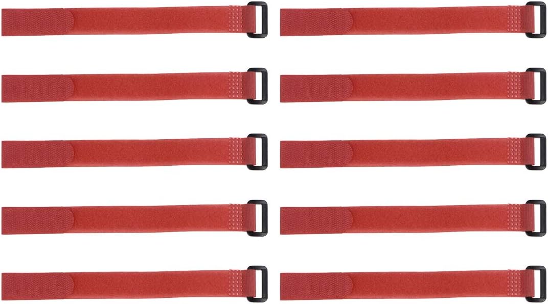 uxcell 10pcs Hook and Loop Straps, 3/4-inch x 6-inch Securing Straps Reusable Fastening Cable Tie (Red)