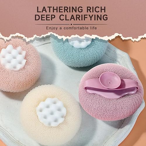 Miniatura 3 de Pelota de baño con ventosa de girasol súper suave, esponjas de baño 2 en 1 mejoradas 2 en 1 para mujeres en ducha, esponja con infusión de gel de