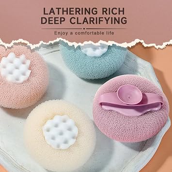 Super Soft Sunflower Suction Cup Bath Ball, 2026 Upgraded 2-in-1 Bath Sponges for Shower Women, Body Wash Infused Sponge, Exfoliating Body Scrubber for Shower Bath Loofah (C)
