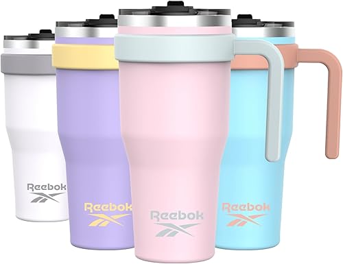Miniatura 1 de Reebok Vaso de acero inoxidable con asa, vaso de 40 onzas, dos tonos, doble pared aislado al vacío, vaso a prueba de fugas para hombres y mujeres
