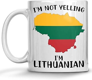 Funny Lithuania Pride Coffee Mugs, I'm Not Yelling I'm Lithuanian Mug, Gift Idea for Lithuanian Men and Women Featuring the Country Map and Flag, Proud Patriot Souvenirs and Gifts
