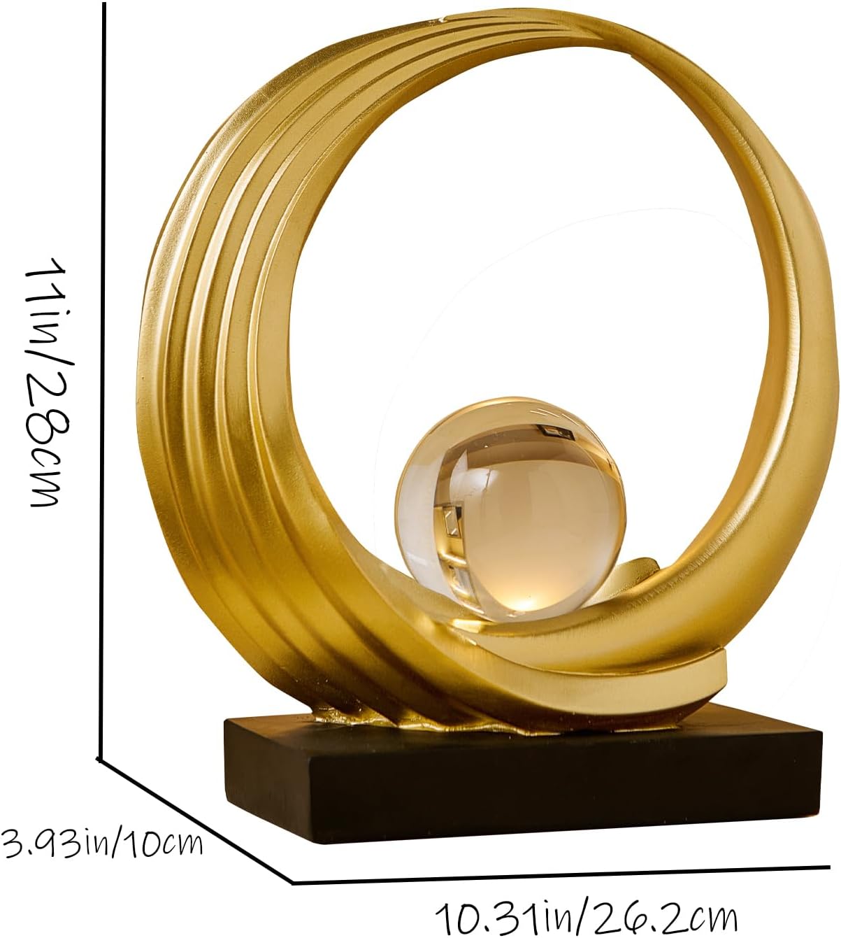 Golden Wave Resin Origami Statue Modern Abstract Home Decoration Emphasizes Abstract Office Desk Center Art Statue Table Family Bedroom Living Room Stripe Decoration (A) - Image 3