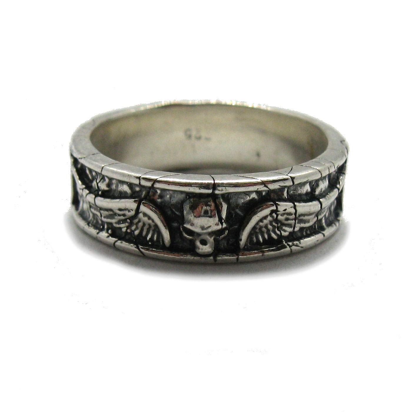 Sterling silber ring solide 925 Schädel mit Flügeln R001839 EMPRESS