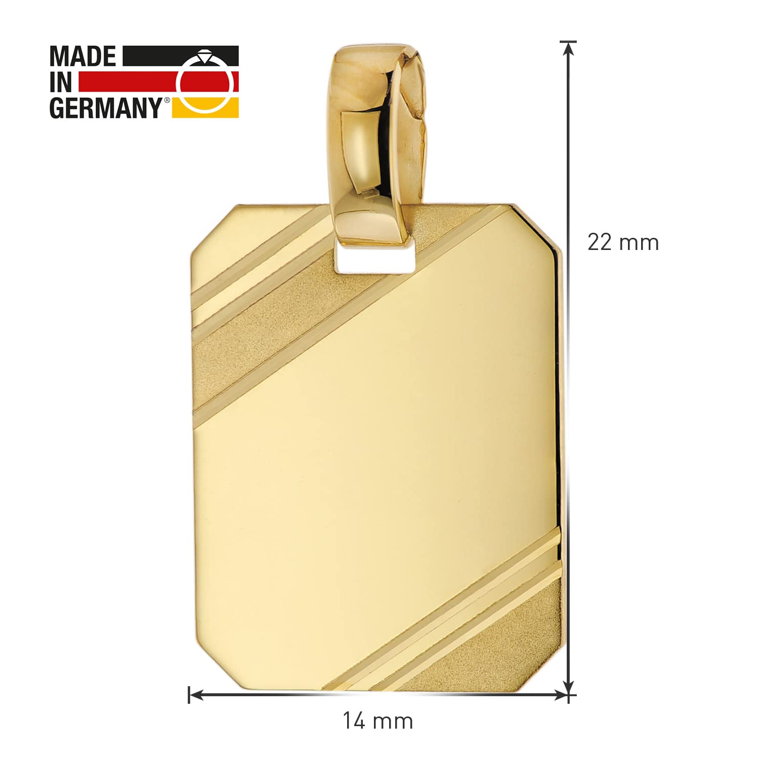 trendor Herren Anhänger mit Gravur Gold 585/14 Karat 18x14 mm 51794