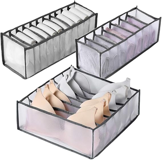 Confezione da 6 organizer per cassetti per biancheria intima, organizer per vestiti, scatole pieghevoli per armadio, organizer per cassetti e contenitori per reggiseni, calzini, vestiti per bambini