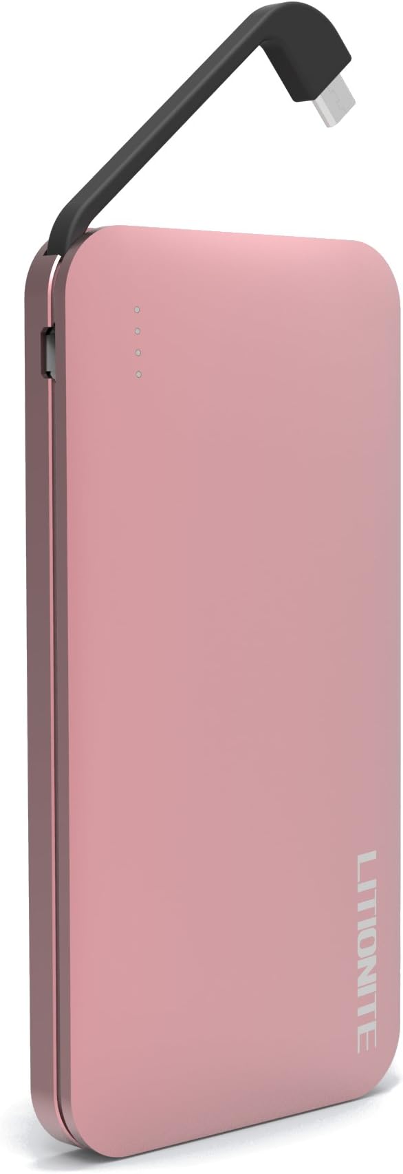 Venus 8000mah Aluminium Power Bank Ultra Slim with Micro USB charging Cable built-in, Universal Portable Charger, External Battery for Smartphone Tablet Android Windows (MicroUSB Cable, Pink)