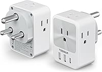 Vista 10 de TESSAN Europe - Adaptador de enchufe de viaje europeo, 2 unidades, adaptador de corriente internacional con 4 tomas de corriente, 3 puertos de carga