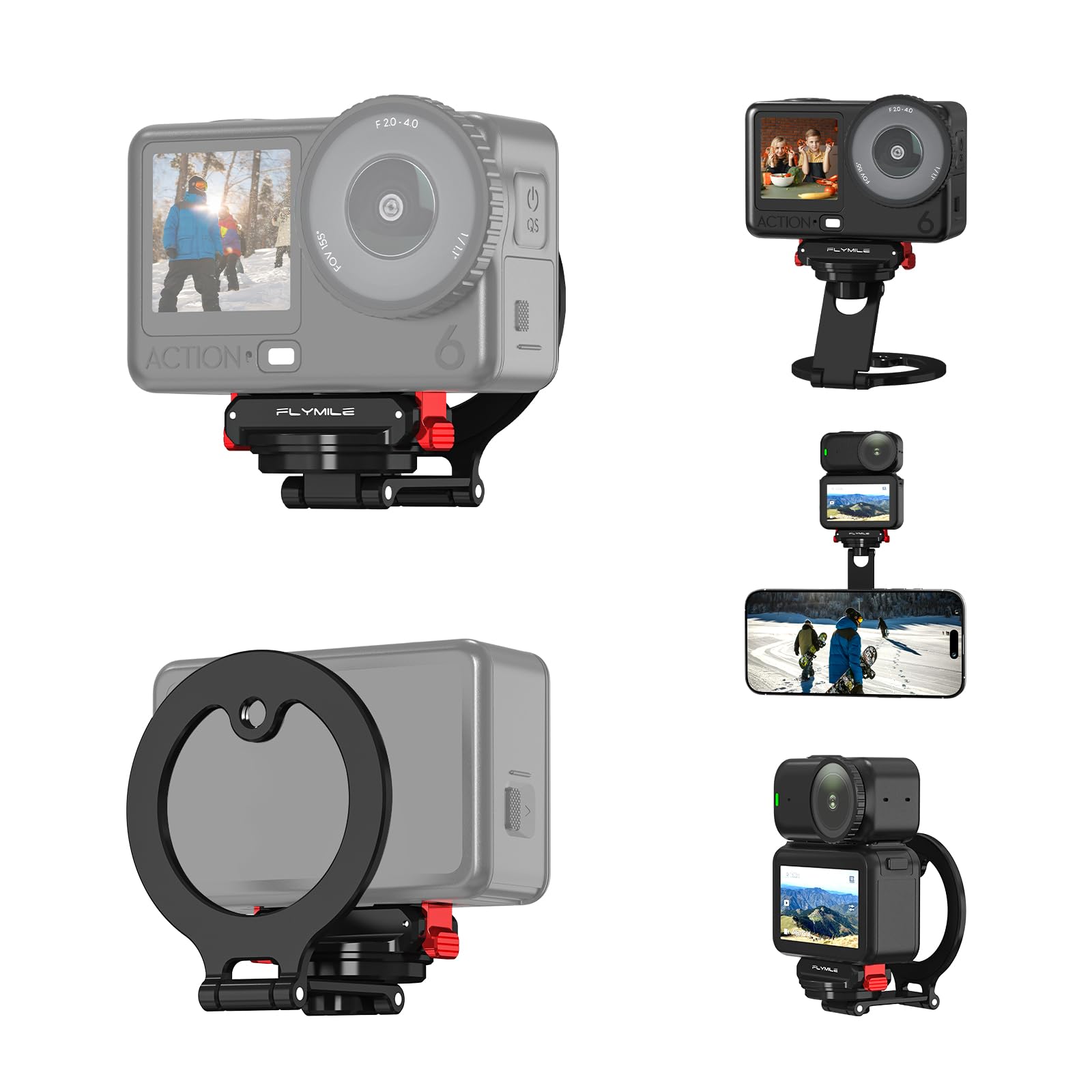 brdrc action 6 magnetic stand base, aluminum alloy quick release adapter for dji osmo nano, for magsafe iphone desktop mount table holder with 360° adjustable & 1/4” screw hole tripod accessories