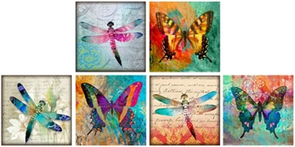 Decorative Matches 6 Square Box Set- Strike Strip on Side of Box- Colored Match Tips- Wooden Matches (Butterfly & Dragonfly)