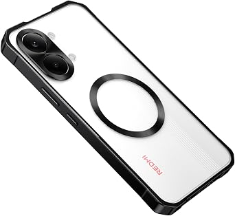 DAYJOY Magnetic Metal Frame Case Compatible with Redmi Turbo 5 Max/Poco X8 Pro Max, Anti-Scratch, Frosted Acrylic Back Panel with Aluminum Camera Lens Cover Black