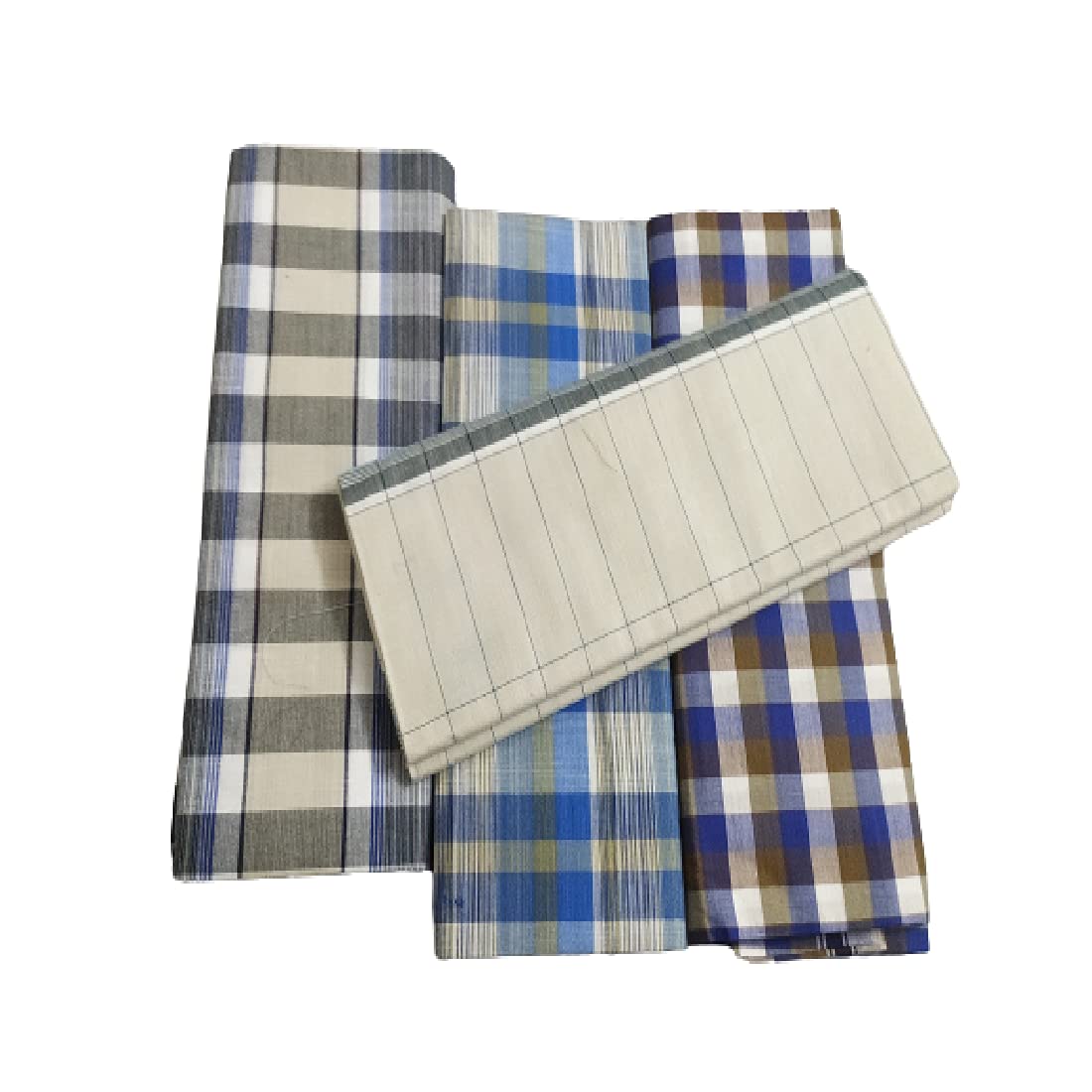 cotton colors 100% Cotton men's unstitched check lungi combo, Kerala Lungi (Mude) - Pack Of 4 - Medium Check kaily munde - colour are assorted-_SAH180-picture-47