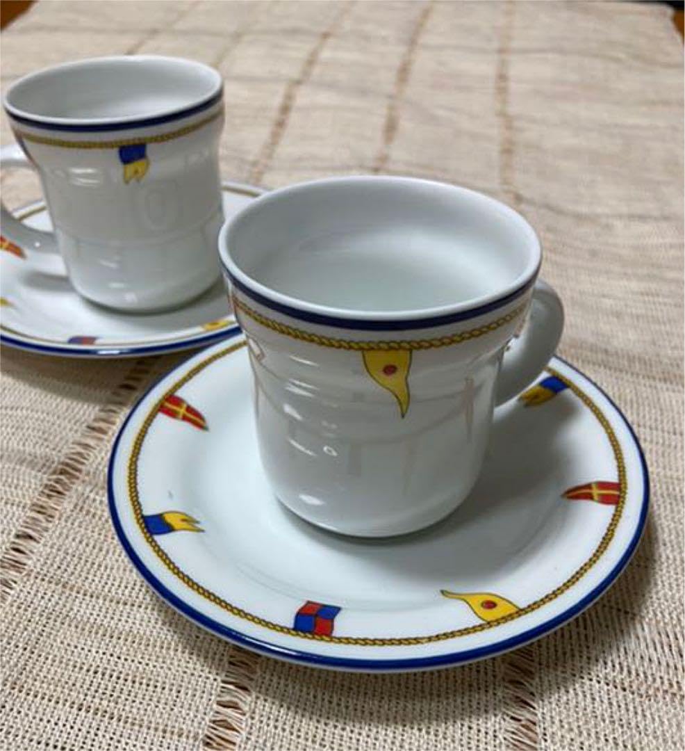 【美品】リチャードジノリ★クリッパー★デミタスC/S ペア Richard Ginori◇ペアデミタスカップ&ソーサー/クリッパー/ホワイト