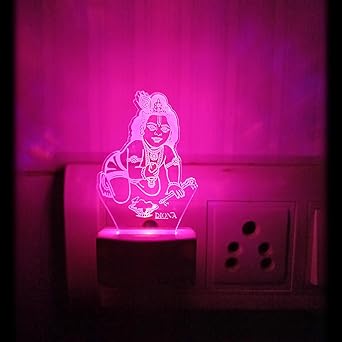 DIONA Night lamp Krishna LED 3D Illusion Multi Color Changing Light for Bedroom, Kids Room, Temple, Festival Gifts, Corporate Gift