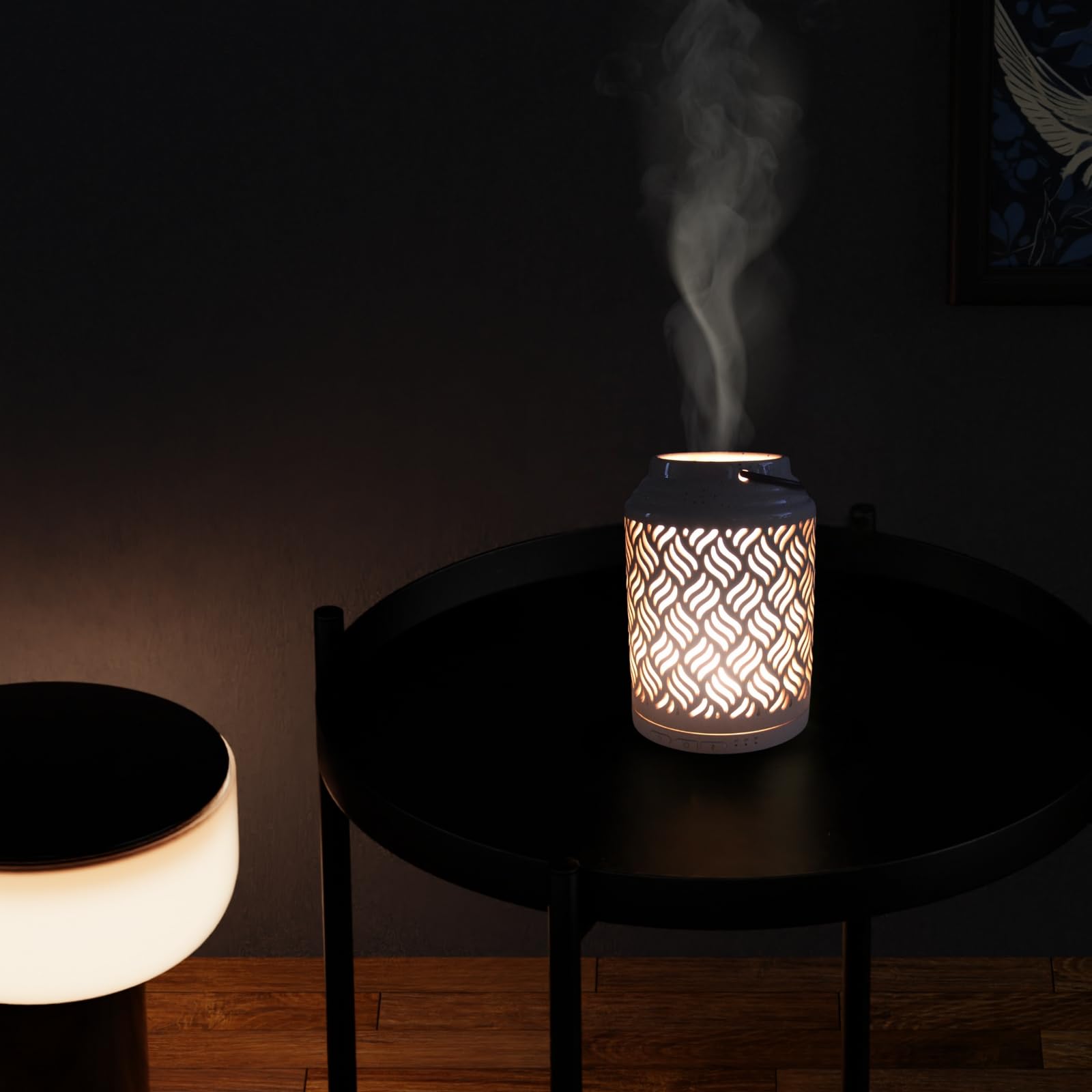 Zen'Arôme Diffusor für ätherisches Öl, WLAN Venedig – elektrischer Diffusor, kompatibel mit Alexa/Google Home – vollständige Kontrolle über die App Tuya Smart – natürliche Materialien Holz und Keramik