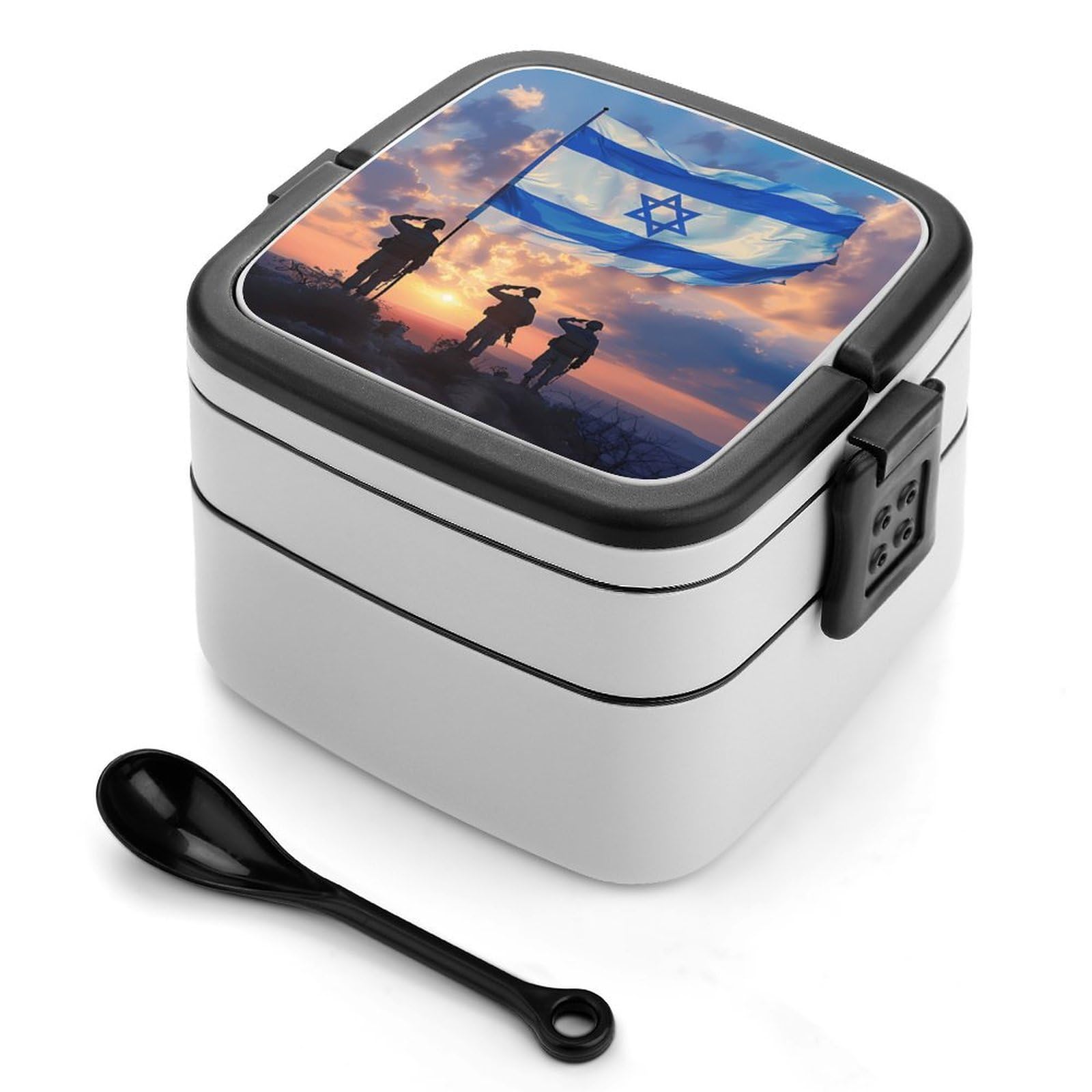 CGSBNGHA Israel Independence Day National Holiday Bento Lunch Box 2 Layer Lunchbox Food Container for Adults Office