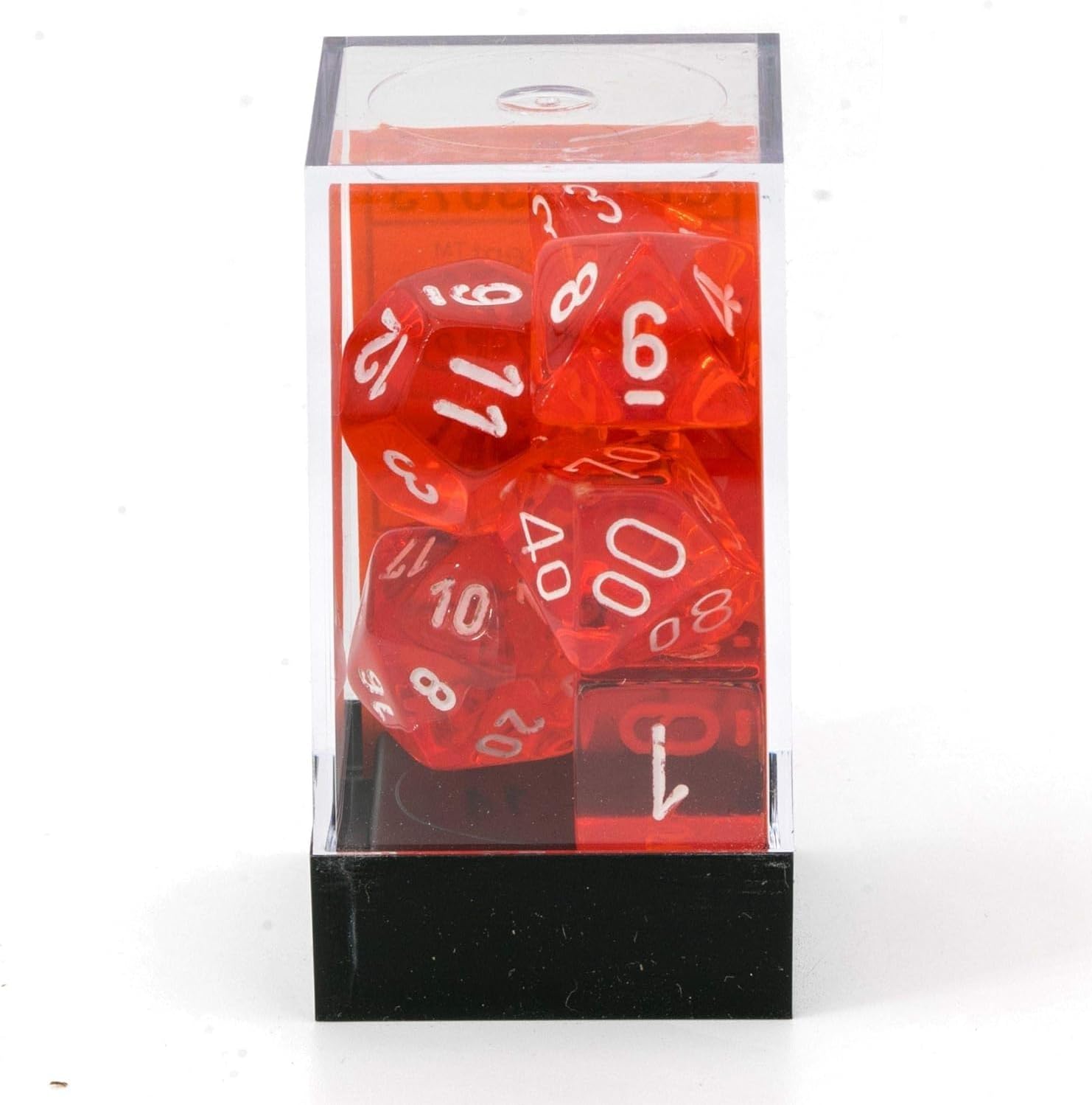 Chessex Dice Translucent: 7pc Orange/White