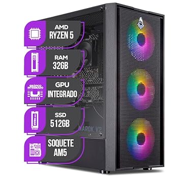 PC Gamer Mancer, AMD Ryzen 5 8500G, 32GB DDR5, SSD M.2 512GB, Fonte 500W 80 Plus