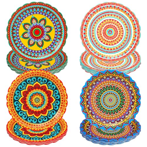 FoldTier 60 Pcs Fiesta Mexican Paper Plates 9 Inch...