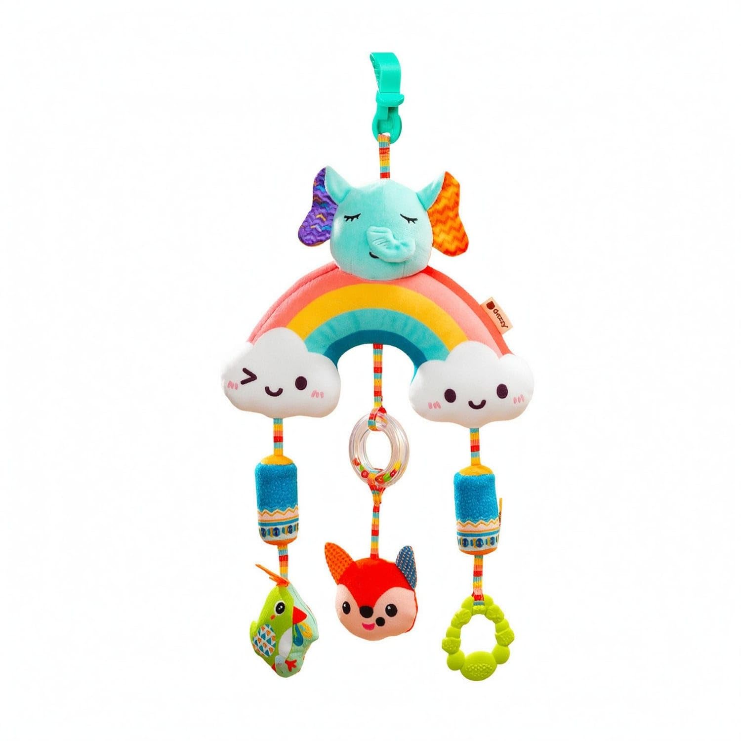 Bnf Fasten-on Stroller Hanging Toy Multicolor Rainbow Arch Toy Embroidered Infant Play Gear Material Textures, Elephant-image-30