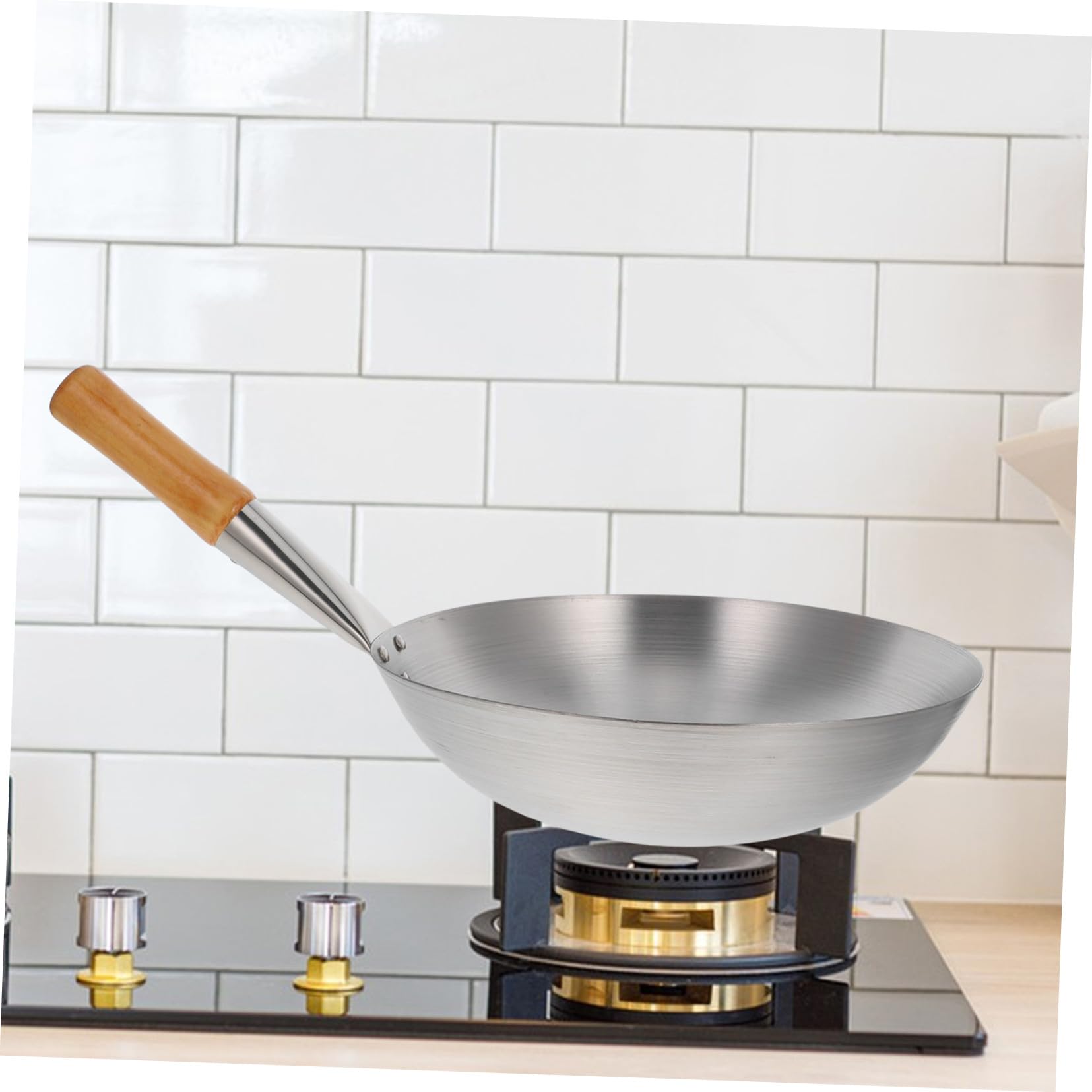 Mipcase Wok Cinese in Acciaio Inox a Manico Singolo per Verdure
