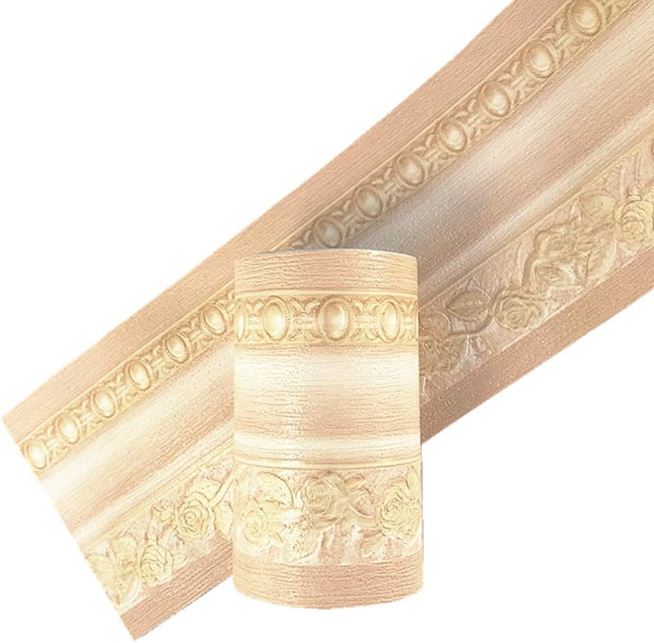 3D Wood Grain Self Adhesive Peel and Stick Waterproof Wall Border Easy to Apply Home Decor Bathroom Kitchen 4 Inch by 16.5 Feet (Dark Brown)