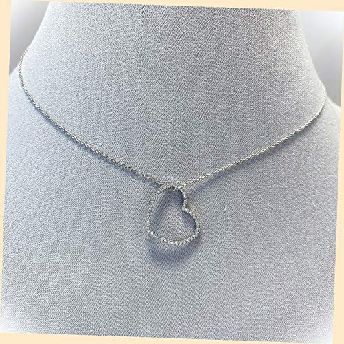 Dainty White Gold Dipped Multi Cubic ia CZ Heart Shape Pendant Necklace Statement Chunky Pendant Rhinestone Necklace for Women