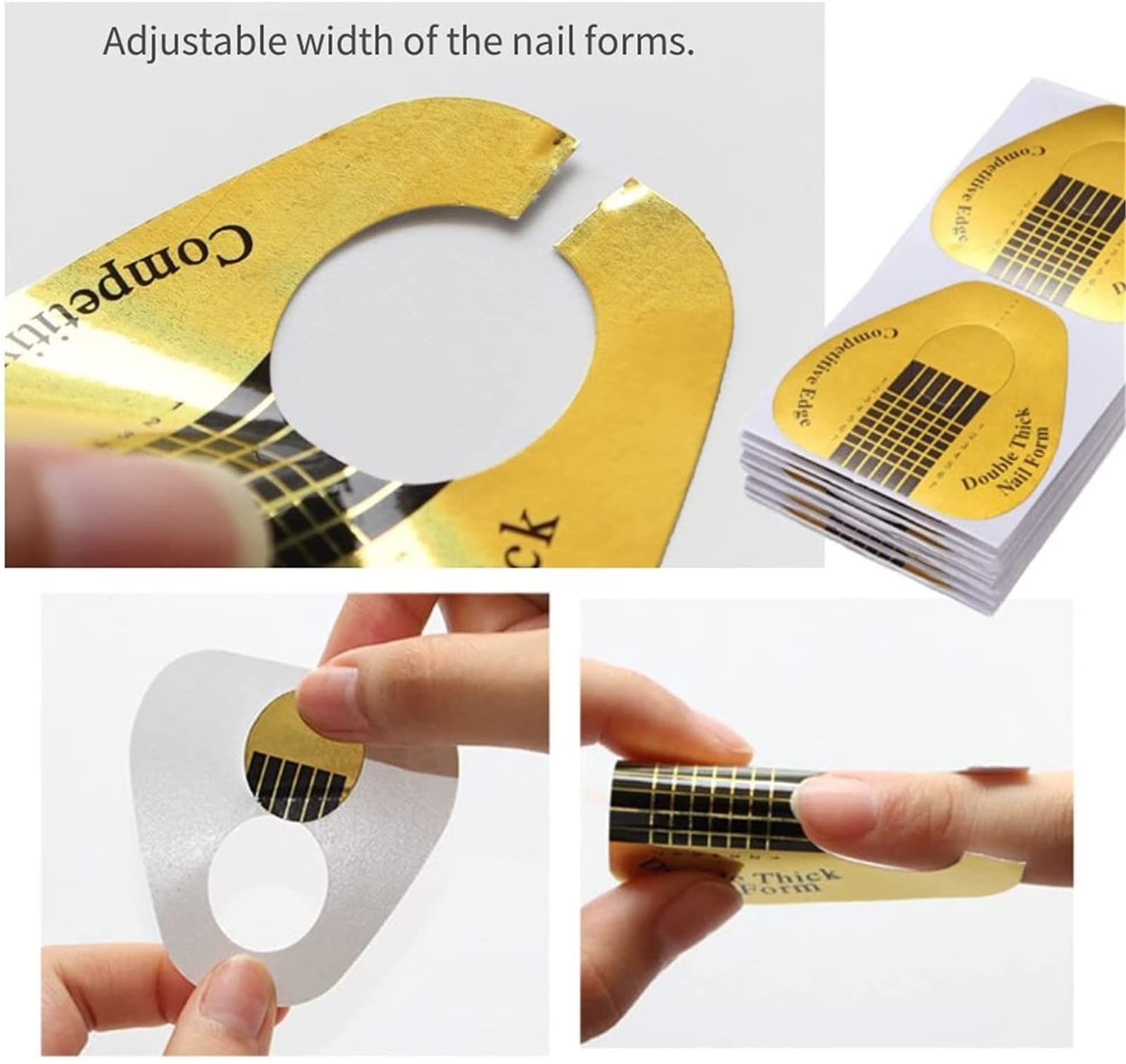 Bandeja de papel de manicura Oro, 200 Piezas, Plantilla para extensión de uñas UV Gel