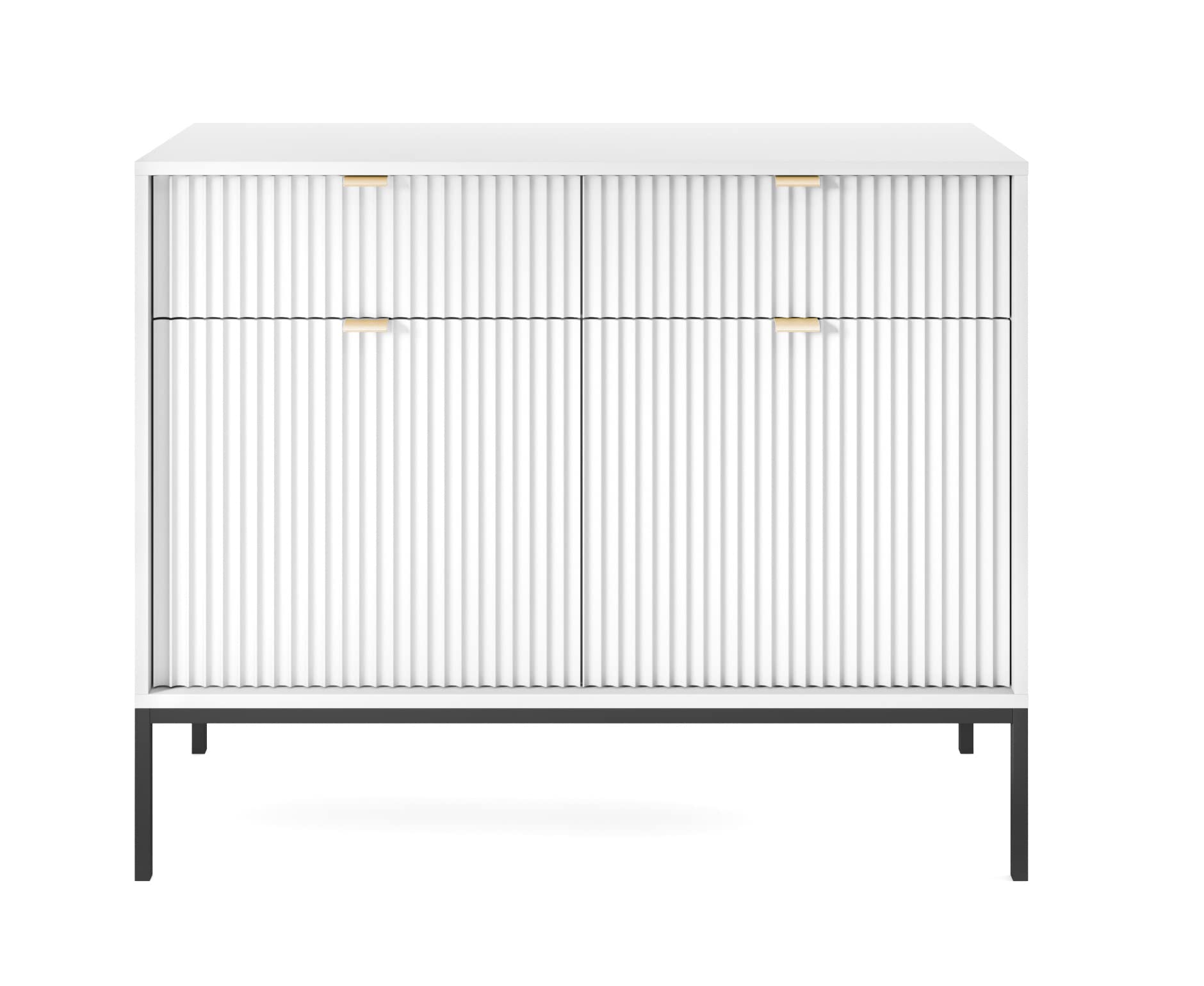 3E 3xE living.com Cassettiera, credenza in stile moderno, lunghezza 104 cm in due colori (bianco)