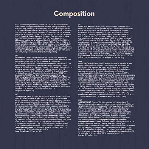 Amazon-Marke: Lifelong - Katzenfutter für ausgewachsene Katzen, Fein zubereitetes Trockenfutter mit frischem Huhn, Getreidefreie Rezeptur, 3 kg (1er-Pack)