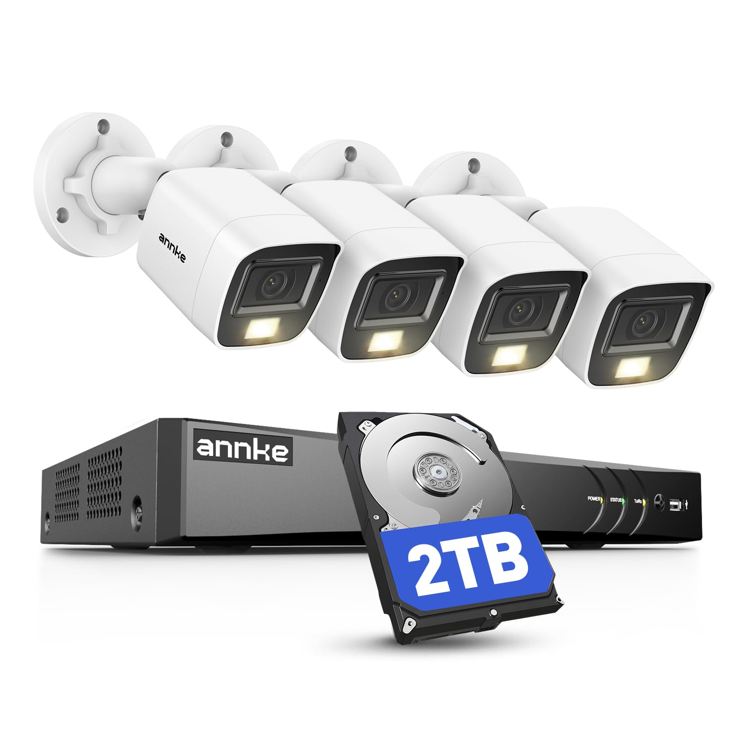 ANNKE 4K 8 Channel AI DVR Recorder with Human & Vehicle Detection, 8MP Home Security System and 4X 8MP UHD Outdoor Cameras, Work with Alexa, Smart Color Night Vision, IP67, 2TB Hard Drive Included
