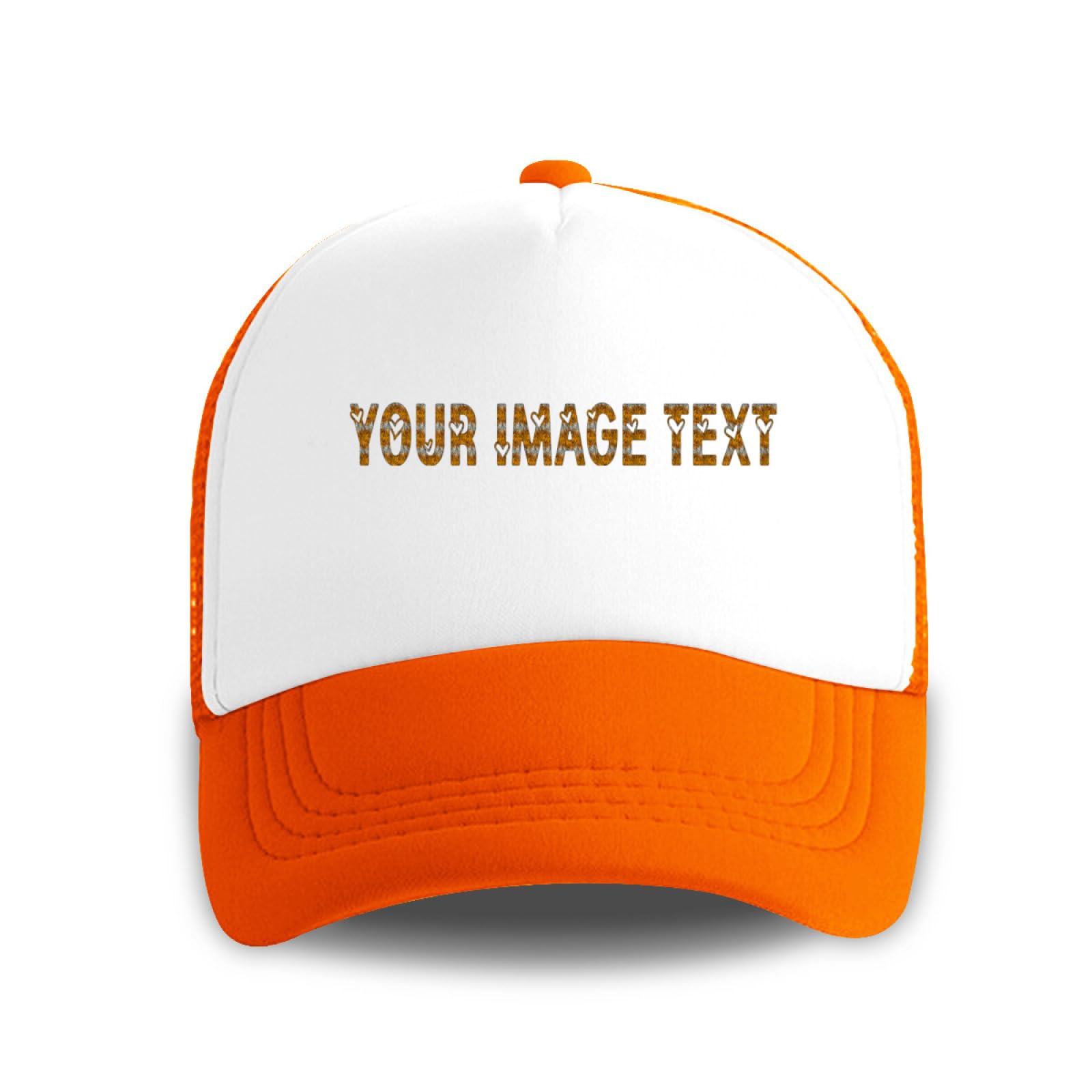Miujonvy Unisex Orange Mesh Trucker Hat Design Your Own Text Adjustable Snapback Grid Cap