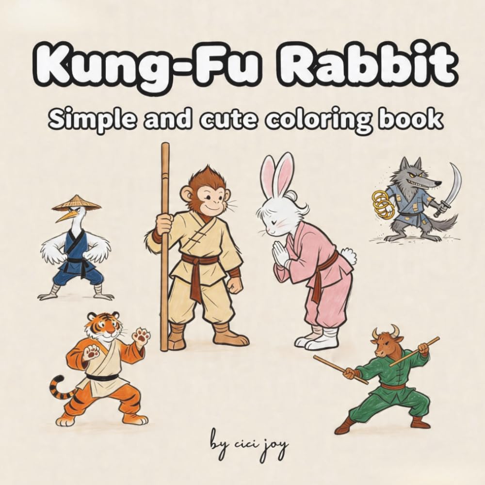 kung-fu rabbit: simple and cute coloring book