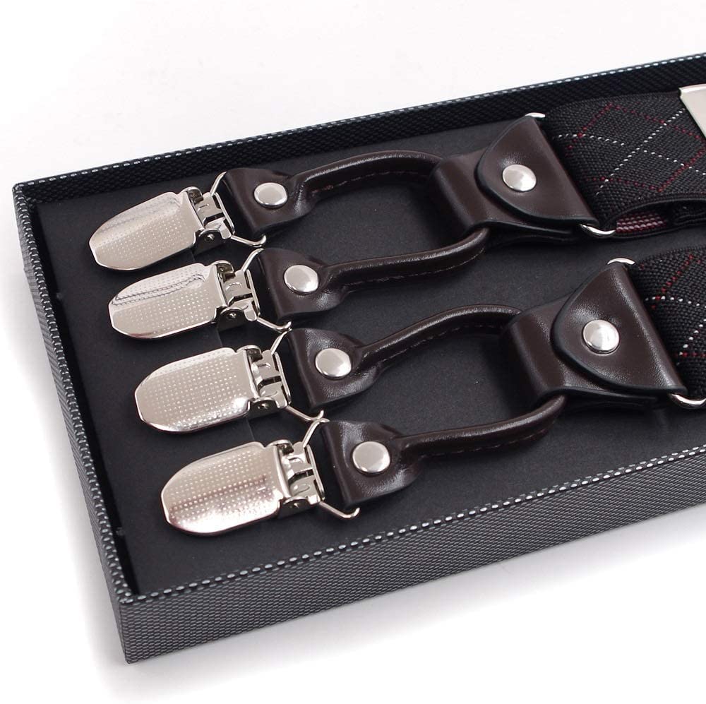 Tirantes for pantalones de hombre, Tirantes en forma de X for hombre Y Espalda Tirantes elásticos ajustables duraderos Clips de metal fuertes Tirantes for hombres resistentes 6 hebillas Tirantes elást