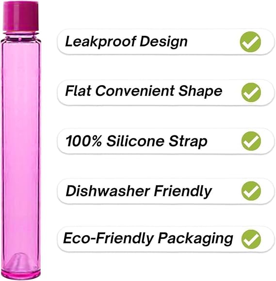Flat Bottle - Slim, Clear Portable Cup 750ml - A5 Memo Paper, Travel Bottle